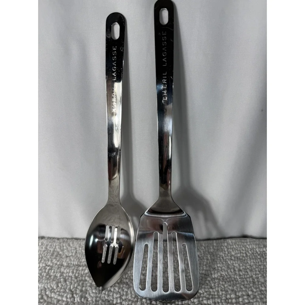 Emeril‎ Lagasse Stainless Steel Slotted Spoon and Turner Spatula Utensil Set 2pc